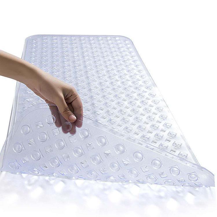 Non-Slip Bathtub Mat for Shower Room with Suction Cups, Extended Bathroom Floor Mat, Transparent Pvc Large Diamond-Shaped Drainage Mat