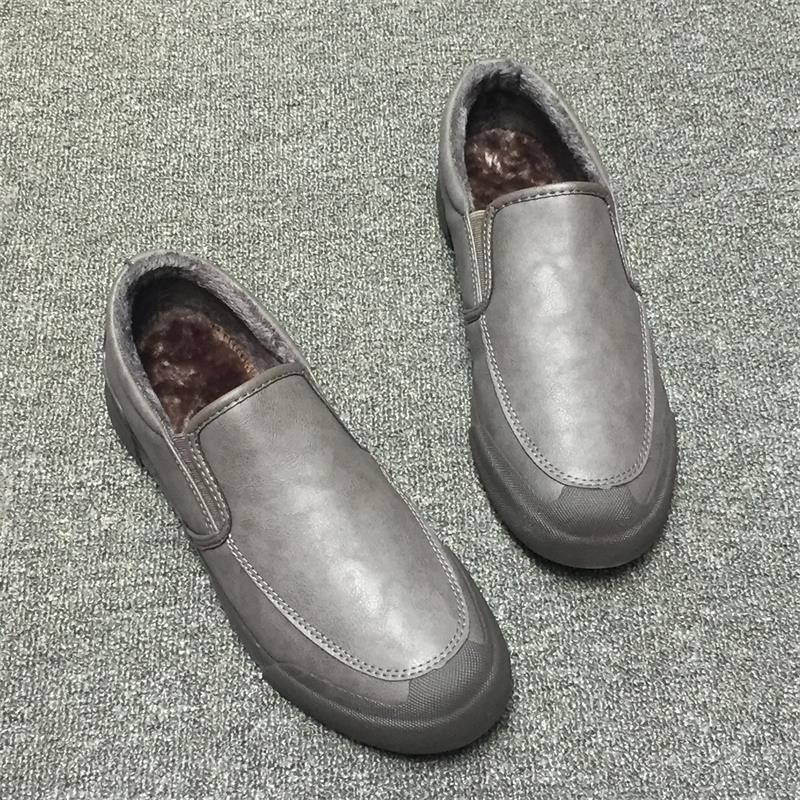 Giày nam mùa đông 2018 mới cộng với chất liệu cotton dày, ấm, hai đôi giày cotton thấp giúp giày lười giay the thao nam