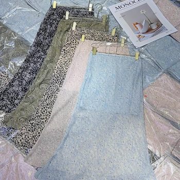 High-End Export Small Floral Leopard Print Elastic Waist Hip Fishtail Long Skirt Casual Printed Skirt 2025 Summer