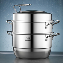 Love Shida steamer Home 304 Stainless Steel Induction Cookers Pan Add high capacity 3 layers thickened 28cm Steamed Fish Pan