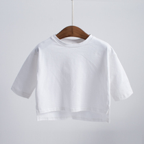 Boys long-sleeved T-shirt crew neck white childrens Korean version of the top Foreign style new spring baby loose base shirt