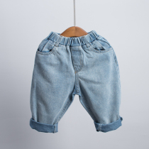 Baby jeans Childrens spring and autumn new childrens clothing childrens Korean version of the tide of spring boys foreign style girls  autumn pants