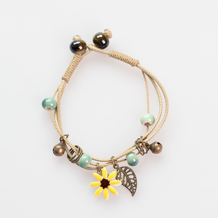 Japanese small pure and fresh and ceramic bracelet handcrafted Daisy art van ceramic wholesale JXB019