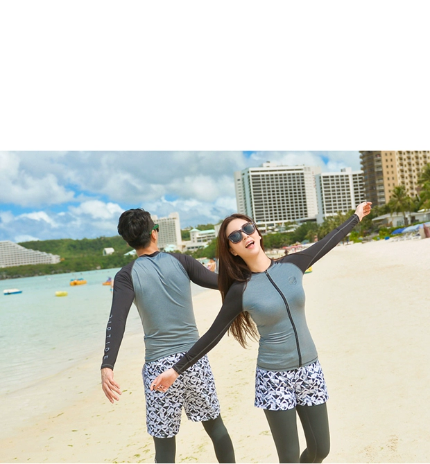 Bộ đồ lặn Hàn Quốc nữ chia tay áo chống nắng dài tay áo tắm kích thước lớn cặp đôi phù hợp với ống thở - Vài đồ bơi