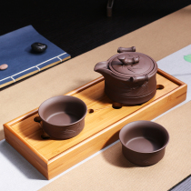 Yixing purple sand teapot tea tray travel tea set set storage portable tourist Cup One Pot Two Cups
