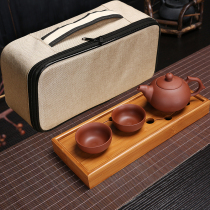 Zisha kung fu travel tea set teapot small dry tea plate ceramic portable vermilion red west pot special price