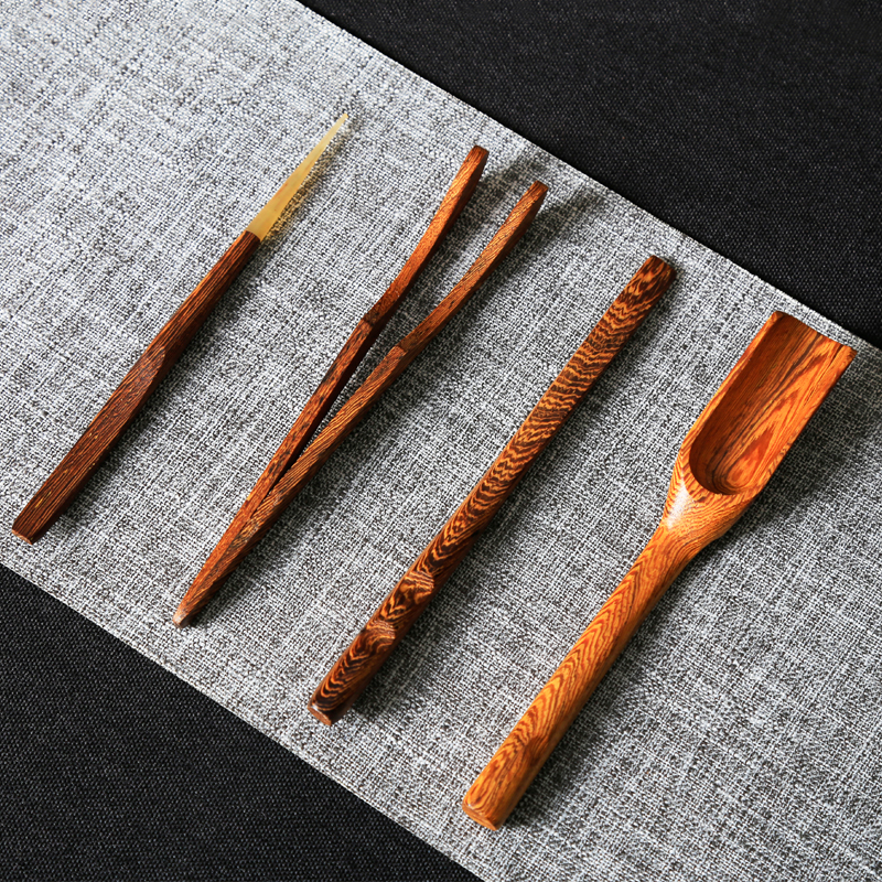Ceramic golden crane black glaze tea ceremony six gentlemen set tea set accessories tea needle tea knife tea cone tea tube chicken wing wood full set