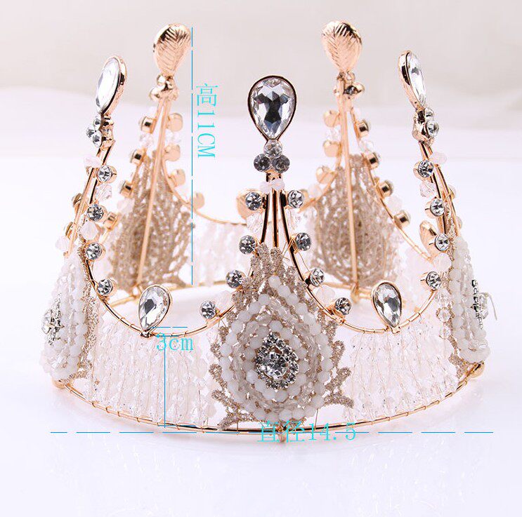 Crown Cake Decoration Eu Style Crown Retro Handmade Crystal Queen Big Crown Cake Swing Piece Hot Pins