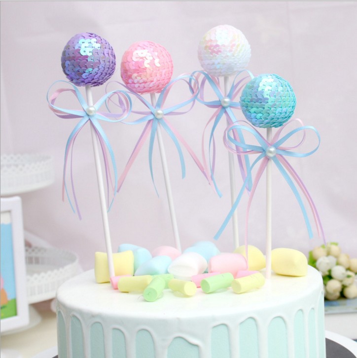 Four Colors Romantic sequins Ball inserts Plug-in Party Creative Sweet Table Decoration