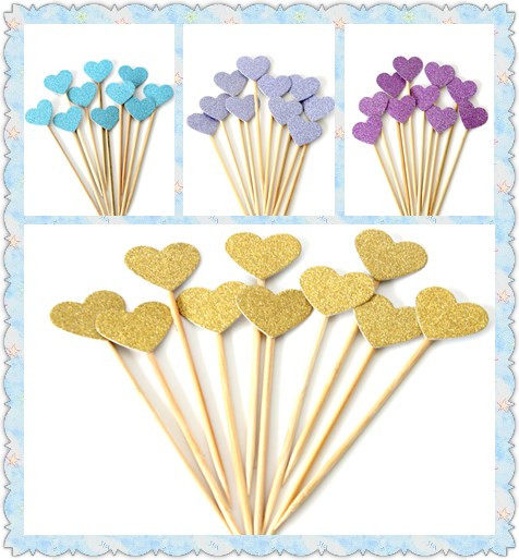 New glitter five-pointed star love gold baking dessert table birthday cake decoration card insert flag full