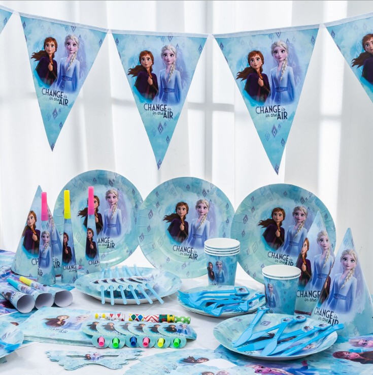 Children's Birthday Party Supplies New Ice Princess 2Nd Generation Party Birthday Hat Paper Cup Paper Plate Christmas