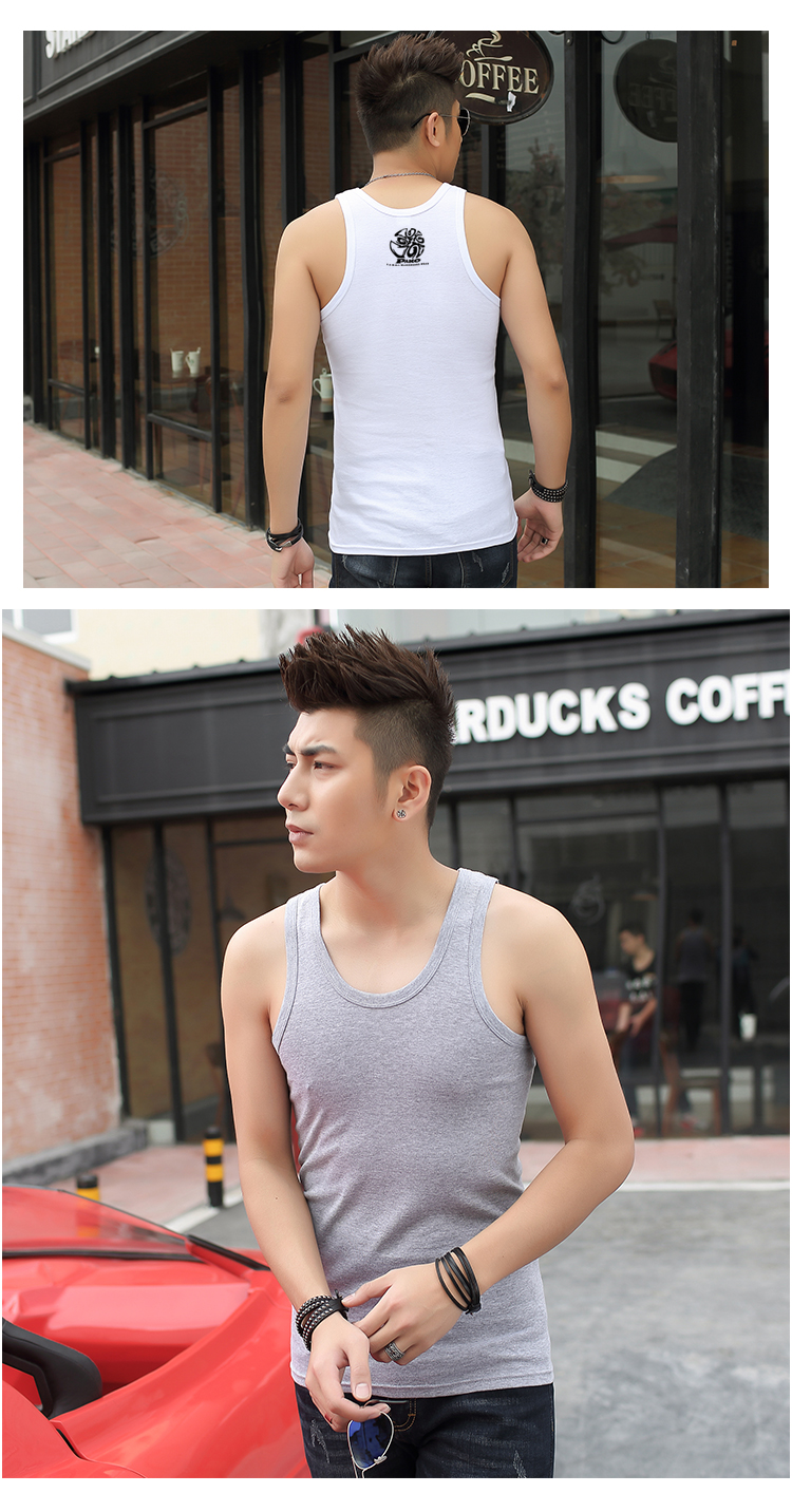 Áo vest nam co giãn bó sát bằng vải cotton màu tinh khiết Áo vest thể thao hình chữ I cho nam mùa hè tự trồng trọt do lot nu