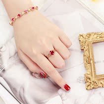 Top jewelry 2 5 carat natural red tourmaline ring 18k gold diamond gemstone ring Light luxury fashion