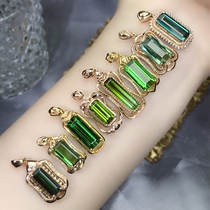 Top jewellery square green Tourmaline pendant 18K gold necklace emeralds electro-optical green ink emeralds aa