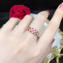 Top Jewels 18K Gold Inlaid Ruby Excluder Female Group Inlaid Red Sapphire Ring Personality Fashion