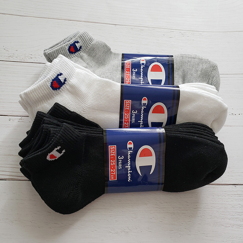 Champion Japanese Version Spring/Summer Socks Short Tube Low-Cut Towel Bottom Ankle Socks Short Socks Small Logo Socks Trendy Brand 3 Pairs
