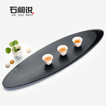 Natural Wujin Stone tea tray small household simple dry bubble tea table Japanese modern Zen kung fu tea tray