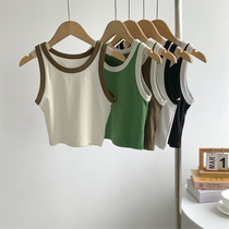 cotton spandex short hit color sleeveless vest woman American high waist short and yoga sports vest dance blouses outside