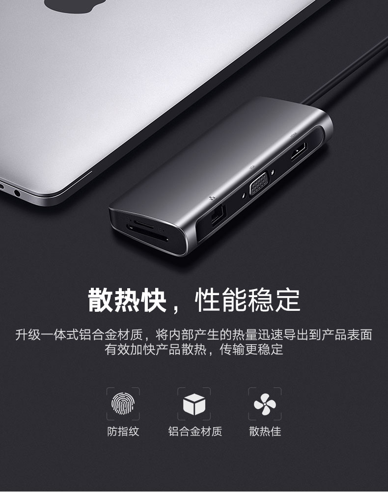 Máy tính trạm kết nối Green Alliance Type-C USB-C sang HDMI / VGA bộ chia HUB sét 3 cho air apple macbookpro điện thoại di động Máy tính xách tay Huawei matebook13 - Phụ kiện máy tính xách tay balo đựng máy tính