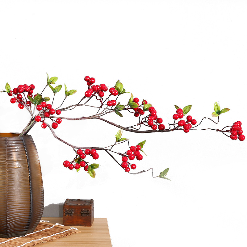 Long branch simulation berry autumn fruit fruit fortune fruit red fruit branch Chinese floral art living room ornament fake flower decoration