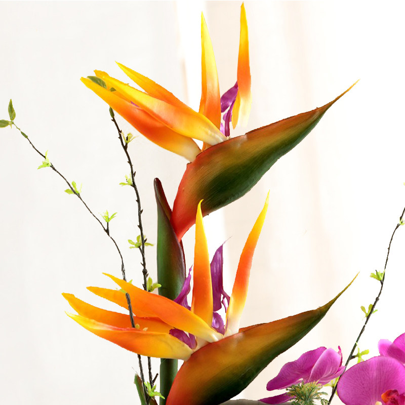 Flower arrangement fake bird of paradise simulated flower plastic flower fake flower landing simulation Crane hope orchid green plant decoration living room decorative flowers