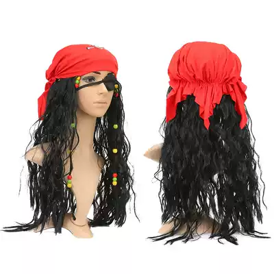 Christmas masquerade cos Pirates of the Caribbean wig Captain Jack wig turban Captain Hook wig