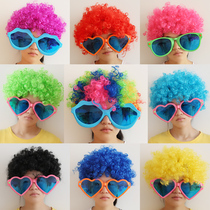 Explosive head wig male funny performance clown wig cos Childrens color wig set kindergarten performance props