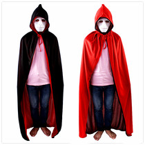 Halloween costume Adult cloak Witch woman red and black horror Grim reaper cos Wizard robe Childrens cloak cloak man