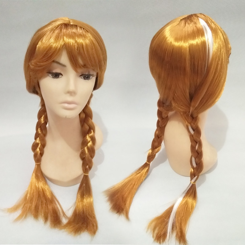 Children's Frozen Princess Anna Aisha Wig Braids Queen Aisha cos Wig Dress Up Show Props