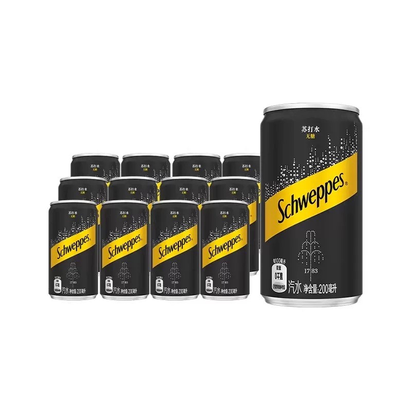 怡泉原味苏打水无糖气泡水汽水mini迷你罐200ml*24/48罐整箱装