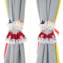 Korean style cute bear curtain ties creative drawstrings curtain tie ropes a pair of curtain buckles decorative tie flowers