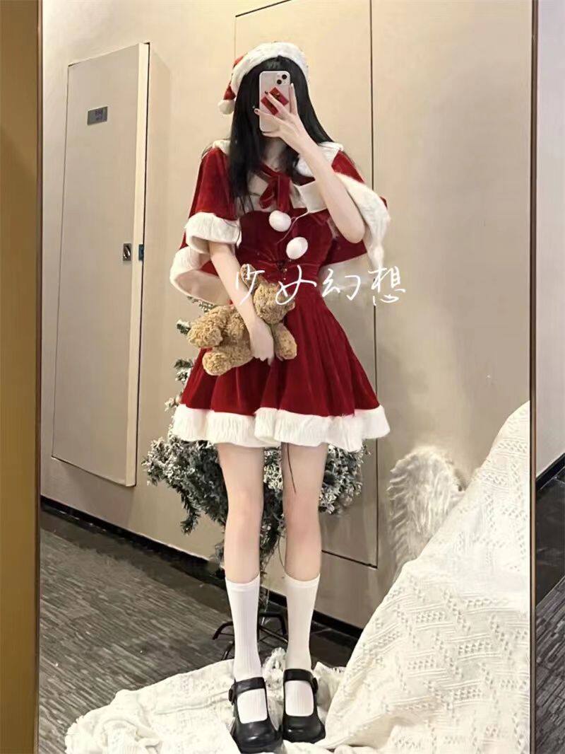 Teenage Girl Fantasies'Christmas Episode' pure desire for sexy hot girl Christmas ambience to receive a waist smear with a dress suit-Taobao