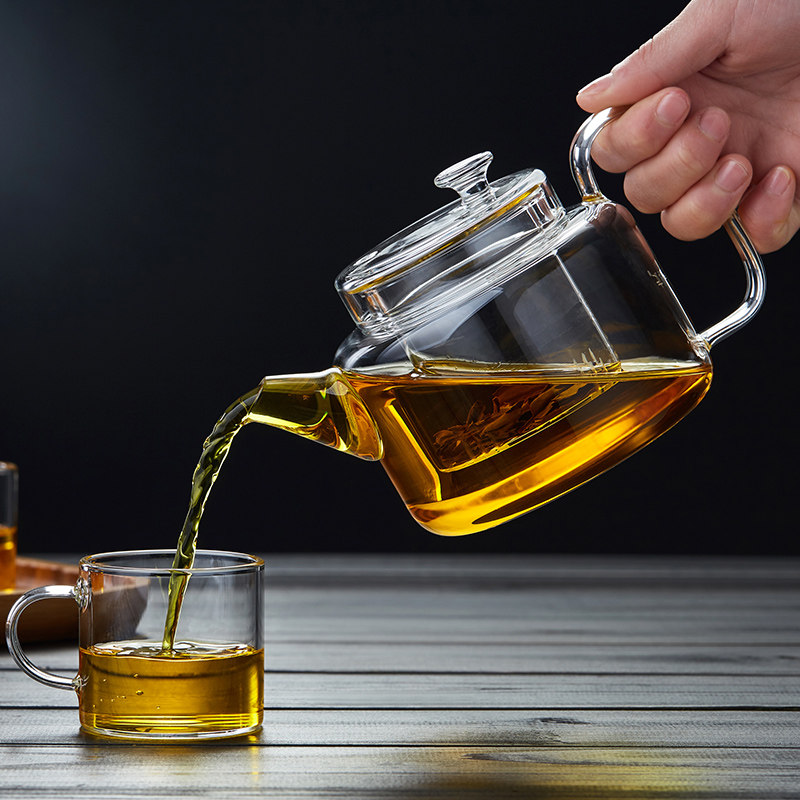 Green Changming glass teapot single pot household electric pottery stove boiling water teapot thickened large filter flower teapot tea set