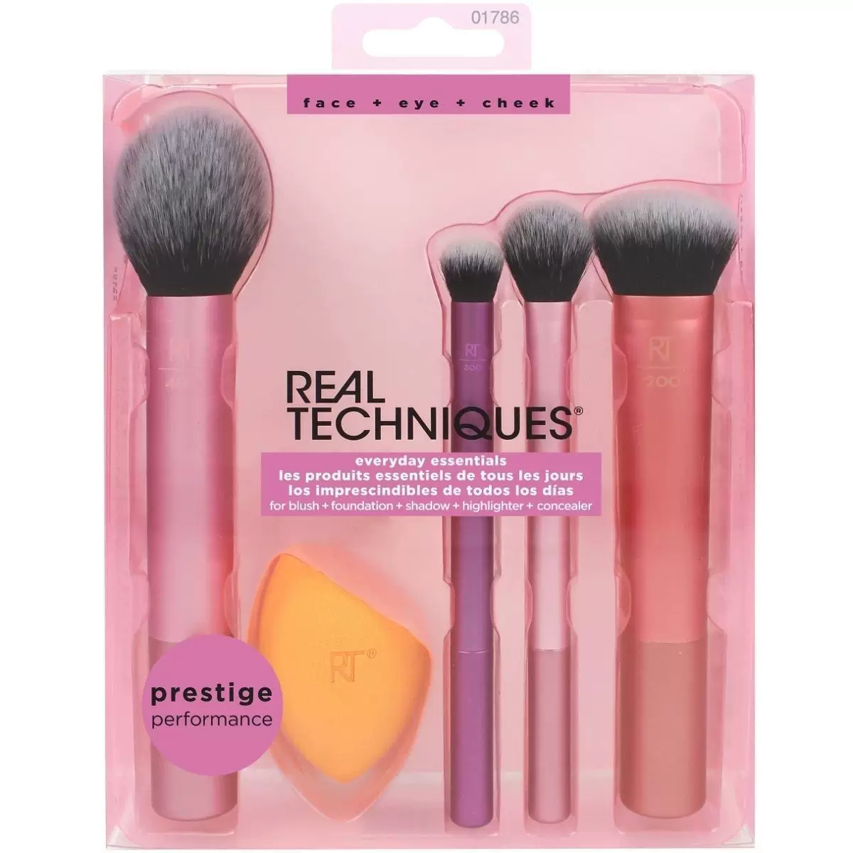 Набор кистей Real Techniques Everyday Essentials, 5 предметов с губкой для макияжа и футляром