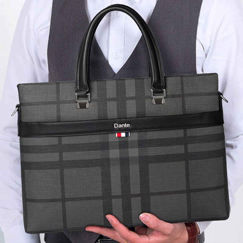Dandy men's bag with leather men's briefcase business large-capacity business travel handbag shoulder messenger bag casual tide