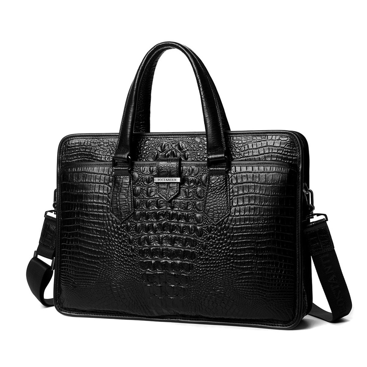Persian Denton crocodile pattern top layer cowhide men's handbag briefcase business leisure computer bag genuine leather men's bag