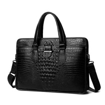 Persian Denton crocodile pattern first layer cowhide mens handbag briefcase Business leisure computer bag Leather mens bag