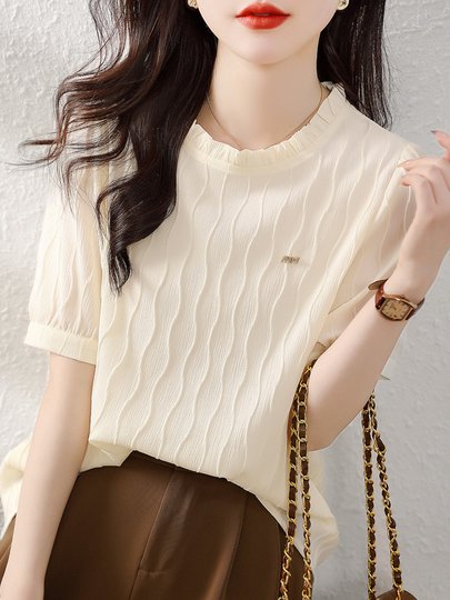 杭州高端大牌真丝T恤女装短袖小衫2025夏新款时尚气质桑蚕丝上衣