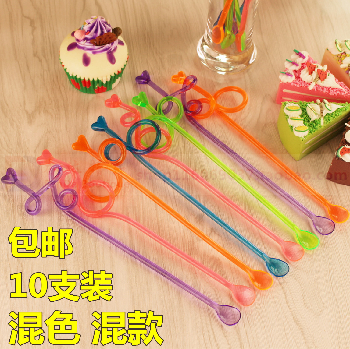 Acrylic Art Whipped bar Stirring Rod for stirring Wine Spoon Juice Stick Spoon Sand Ice spoons 10 Pieces