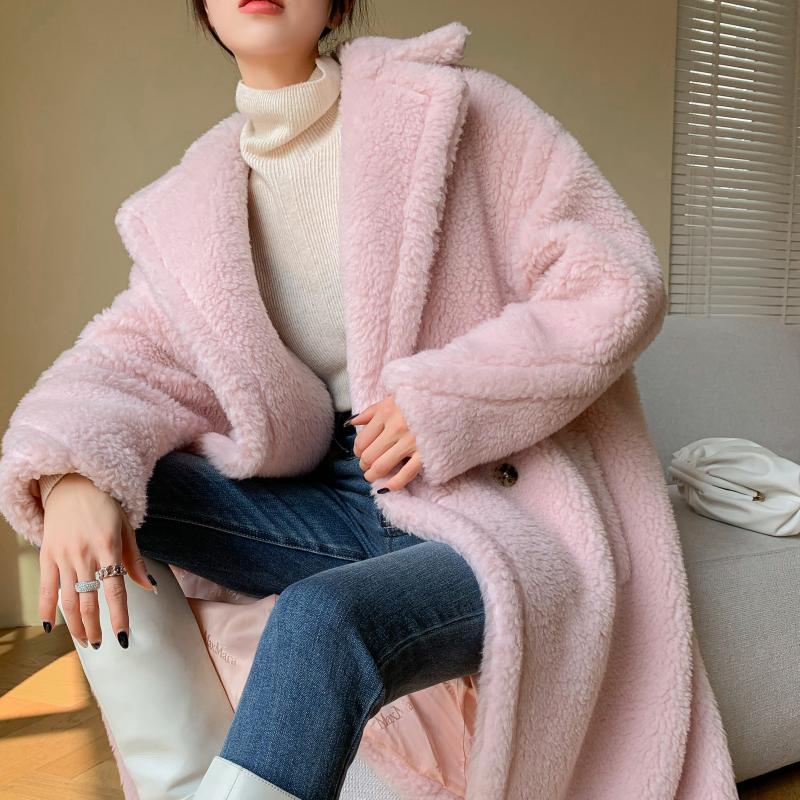 Sissy Fur 2022 autumn and winter new m family cherry blossom pink teddy bear coat women's mid-length profile fur coat
