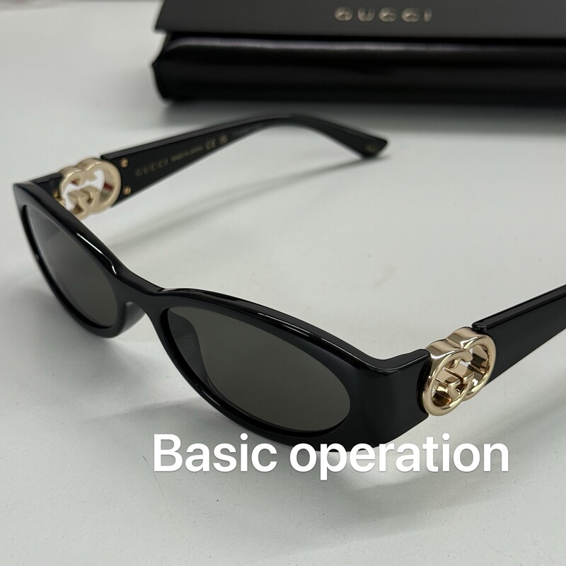 Gucci Gucci Logo on the Temple Hollowed Out Gg1660S Oval Sunglasses Unisex Couple Style Black