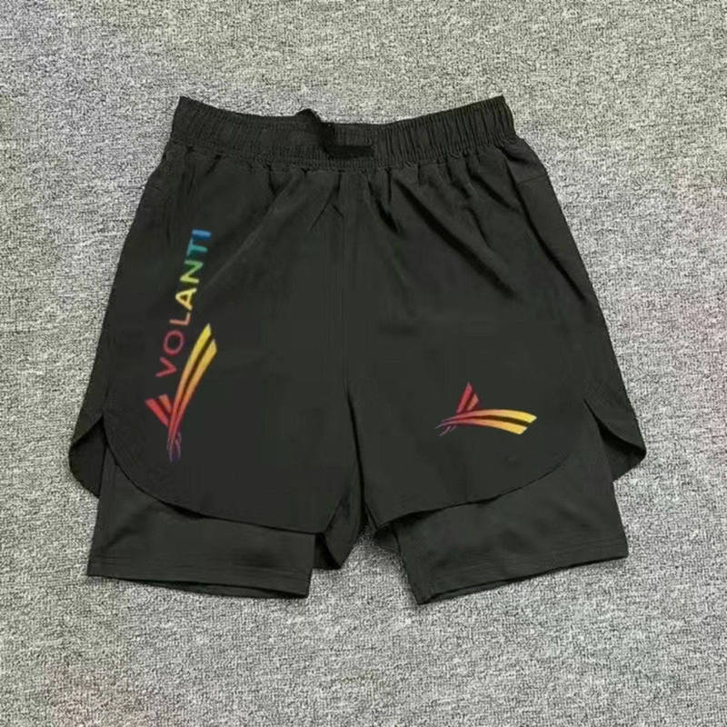 Double-Layer Swimming and Track and Field Training Running Shorts, Summer Two-Piece Lined Anti-Exposure Sports Shorts, Three-Quarter Length, Above the Knee