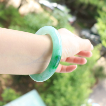 Natural jade bracelet Ice waxy seed floating flower jade bracelet Female oil green princess bracelet Myanmar a-goods jade bracelet jade