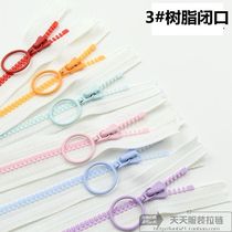 YKK3 Number of resin closed tail (closed mouth) zipped-up bicolor-candy color resin zipped-to-hand parquet