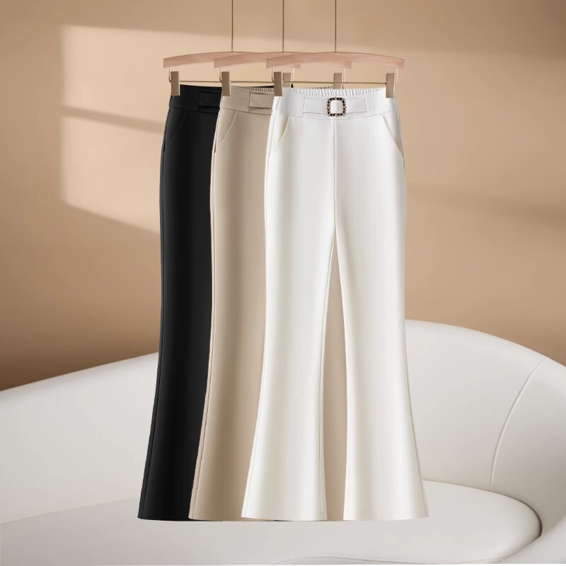 Flared Pants for Women 2026 Spring and Autumn New Elastic High-Waisted Slim Fit Fishtail Pants Versatile Casual Bell-Bottom Pants