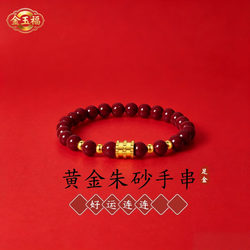 【Jinyufu】A3 Gold Beads Pure Gold 999 Smooth Beads Pure Gold Fortune Beads DIY Cinnabar Bracelet Loose Beads Cat's Eye
