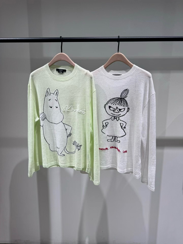 [Moomin Collaboration] Authentic 2026 Summer New Cotton and Linen Hand-Embroidered Lightweight Long-Sleeve Knitwear Mbf2Swt040