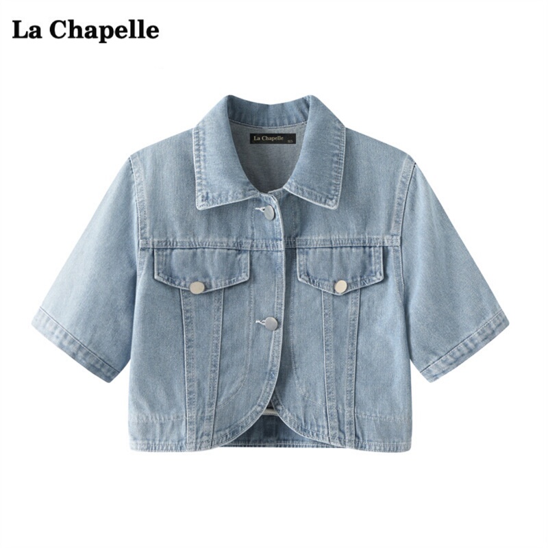 La Chapelle Summer New Short-Sleeved Denim Shirt for Women, Petite Shawl Outerwear Top La Chapelle Summer New Short-Sleeved Denim Shirt for Women, Petite Shawl Outerwear Top