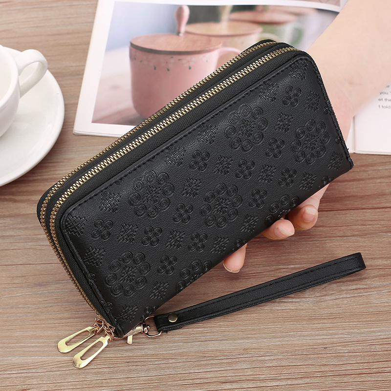 Lady Wallet Woman Long style Versatile Leather Clip 2023 New Stylish Double Zipped Card Bag Hand Grab Bag Money Clip Tide-Taobao