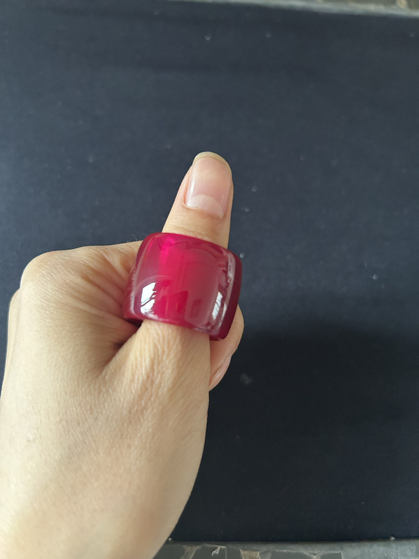 Cultivated Ruby Finger Ring 22mm Inner Diameter Red Corundum Material Hardness 9 Literary Toy Enthusiasts Handle Piece Collection